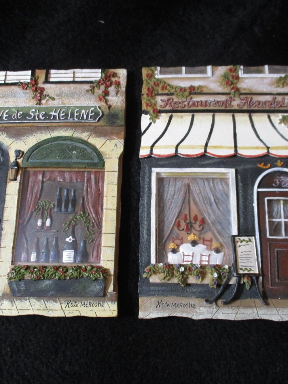 Vintage Kate Merostie Cave de Ste Helene & Restaurant Wall Plaques